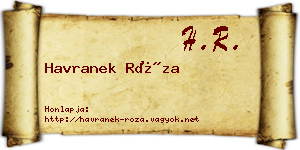 Havranek Róza névjegykártya